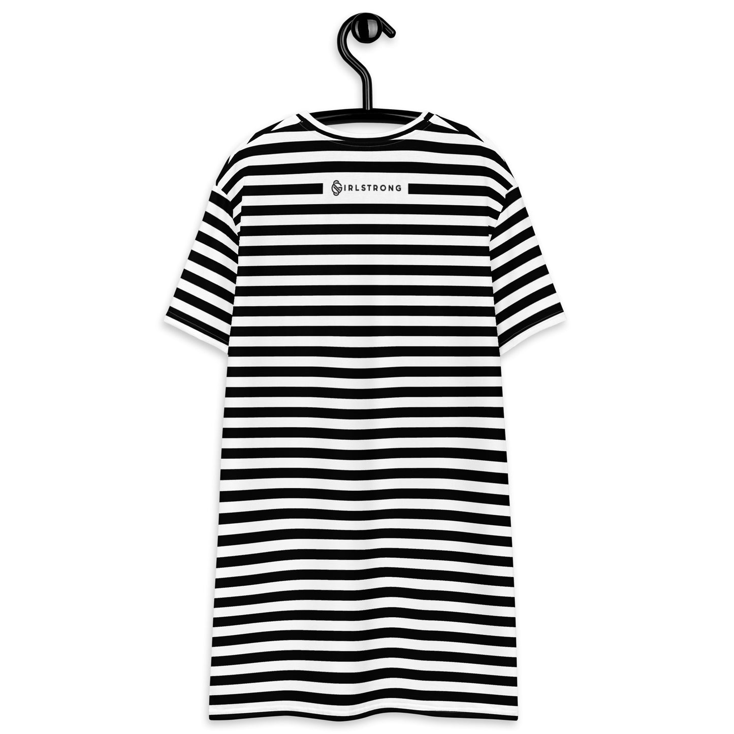 GIRLSTRONG SPORT T-SHIRT DRESS BLACK & WHITE STRIPES