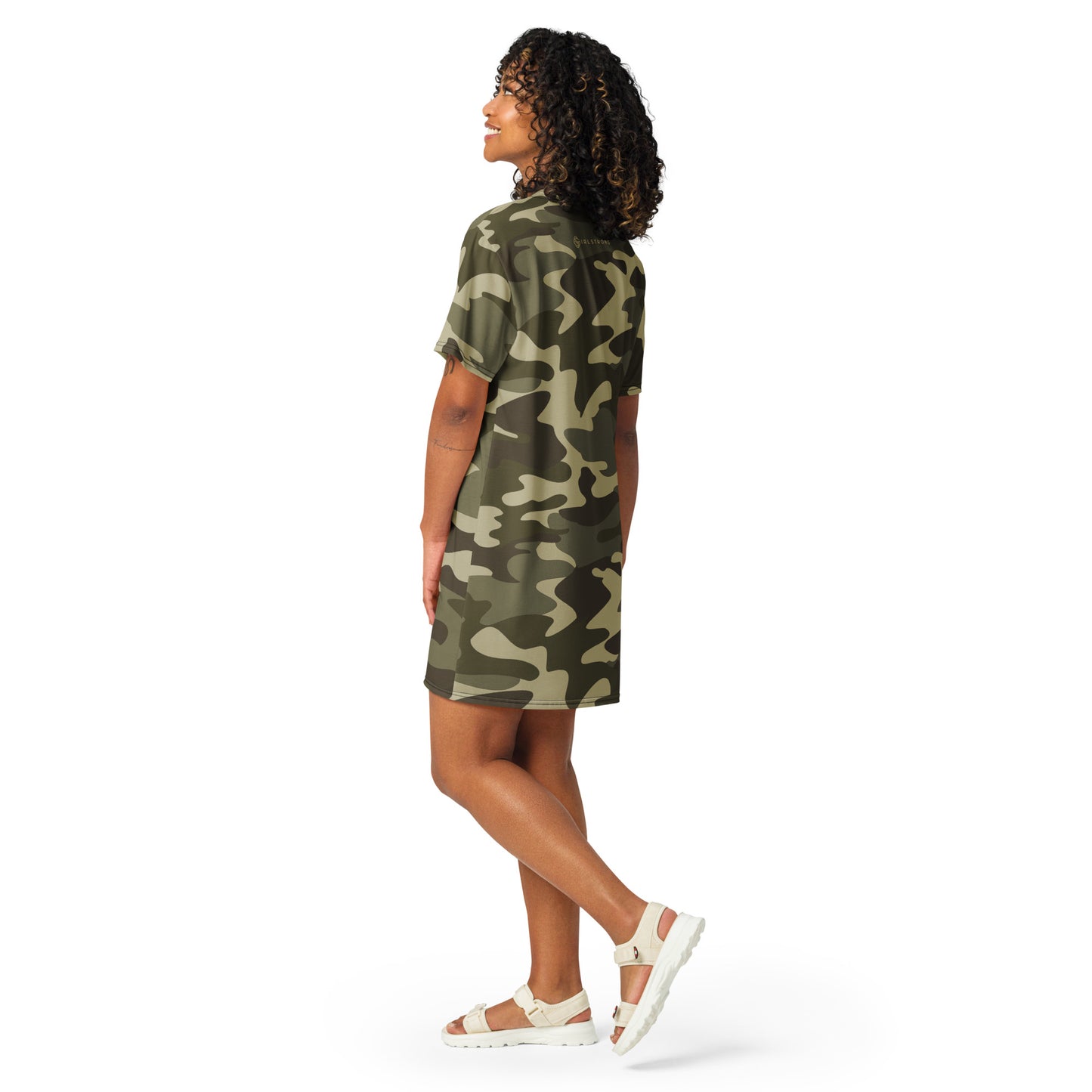 GIRLSTRONG SPORT T-SHIRT DRESS GREEN CAMO