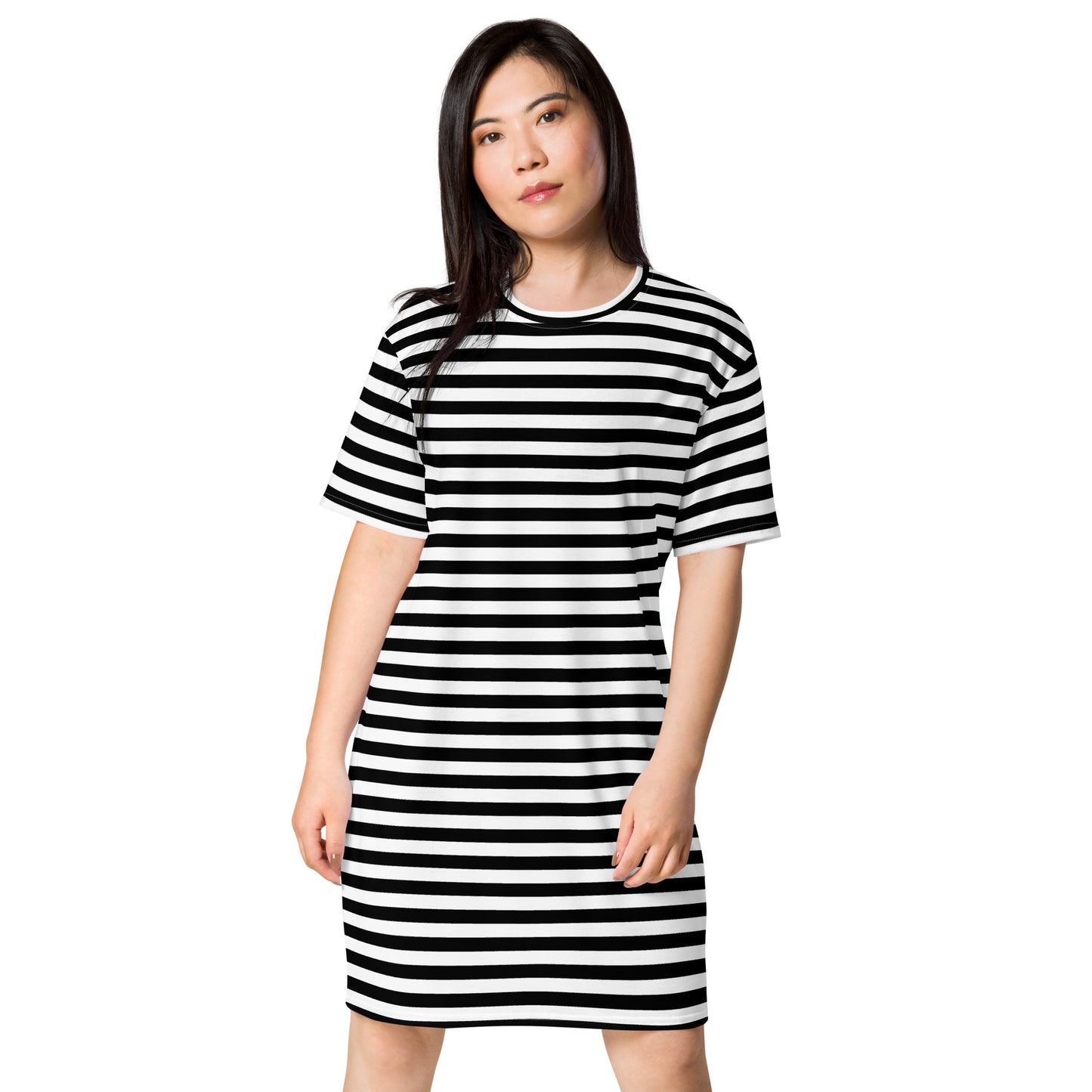 GIRLSTRONG SPORT T-SHIRT DRESS BLACK & WHITE STRIPES