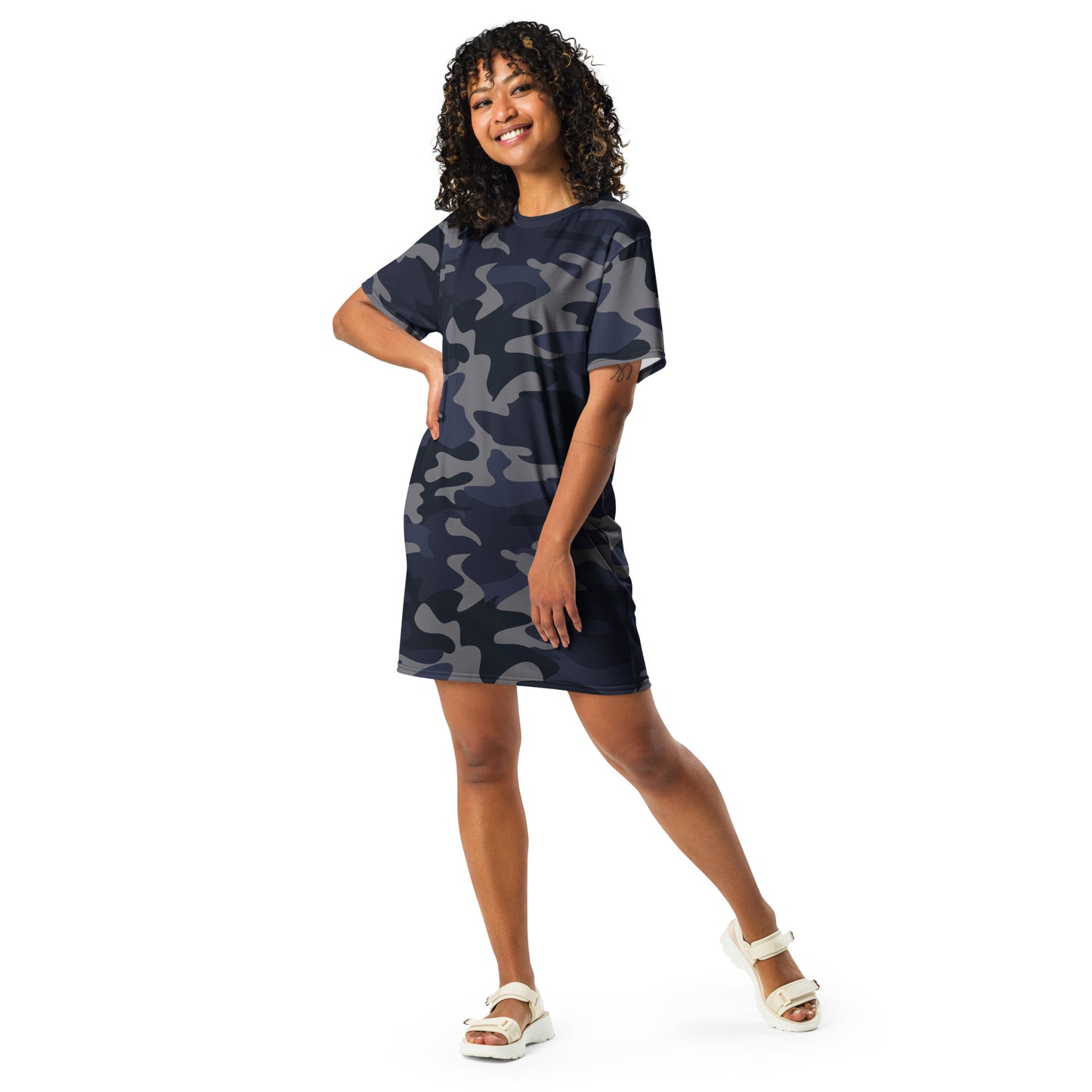 GIRLSTRONG SPORT T-SHIRT DRESS NAVY CAMO