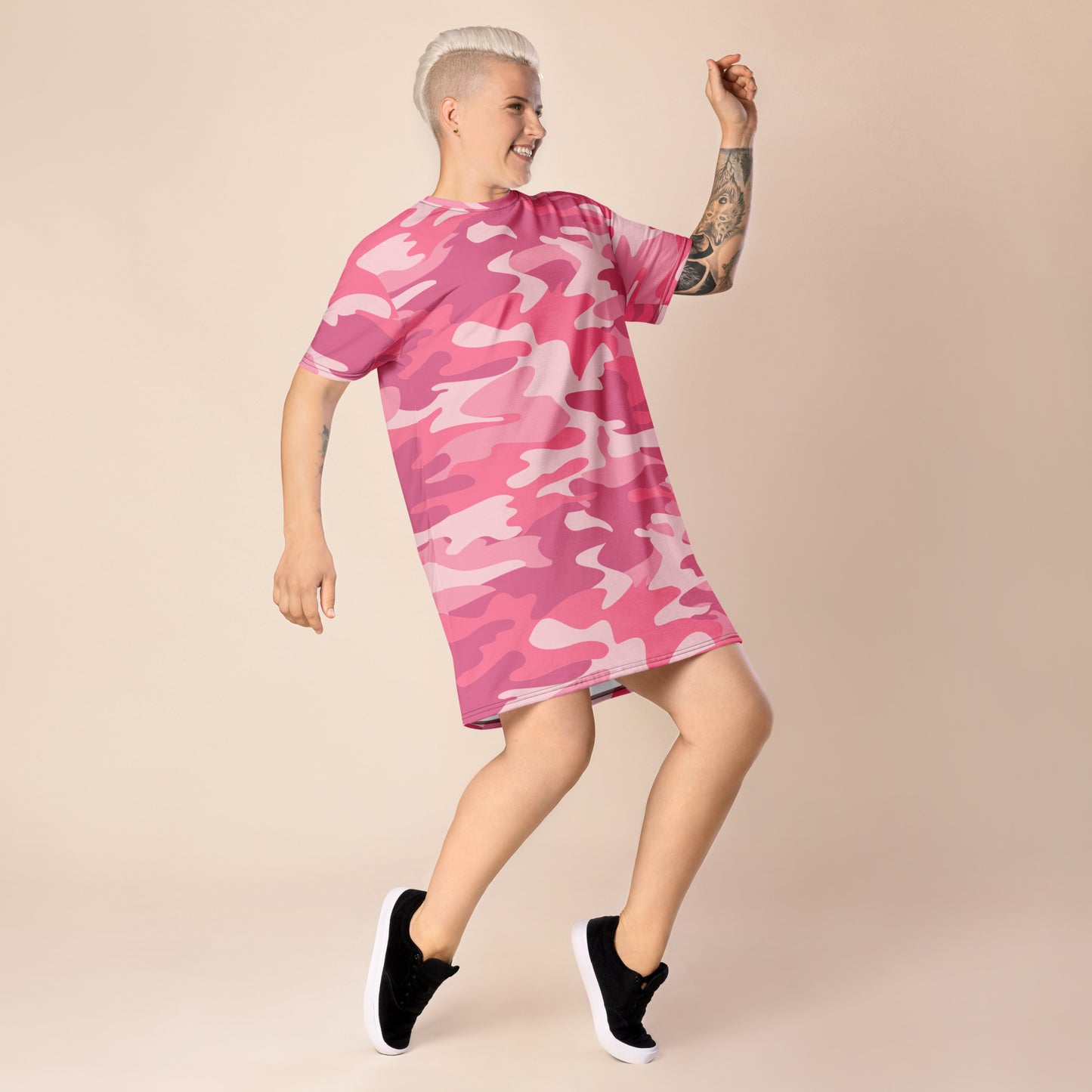 GIRLSTRONG SPORT T-SHIRT DRESS PINK CAMO