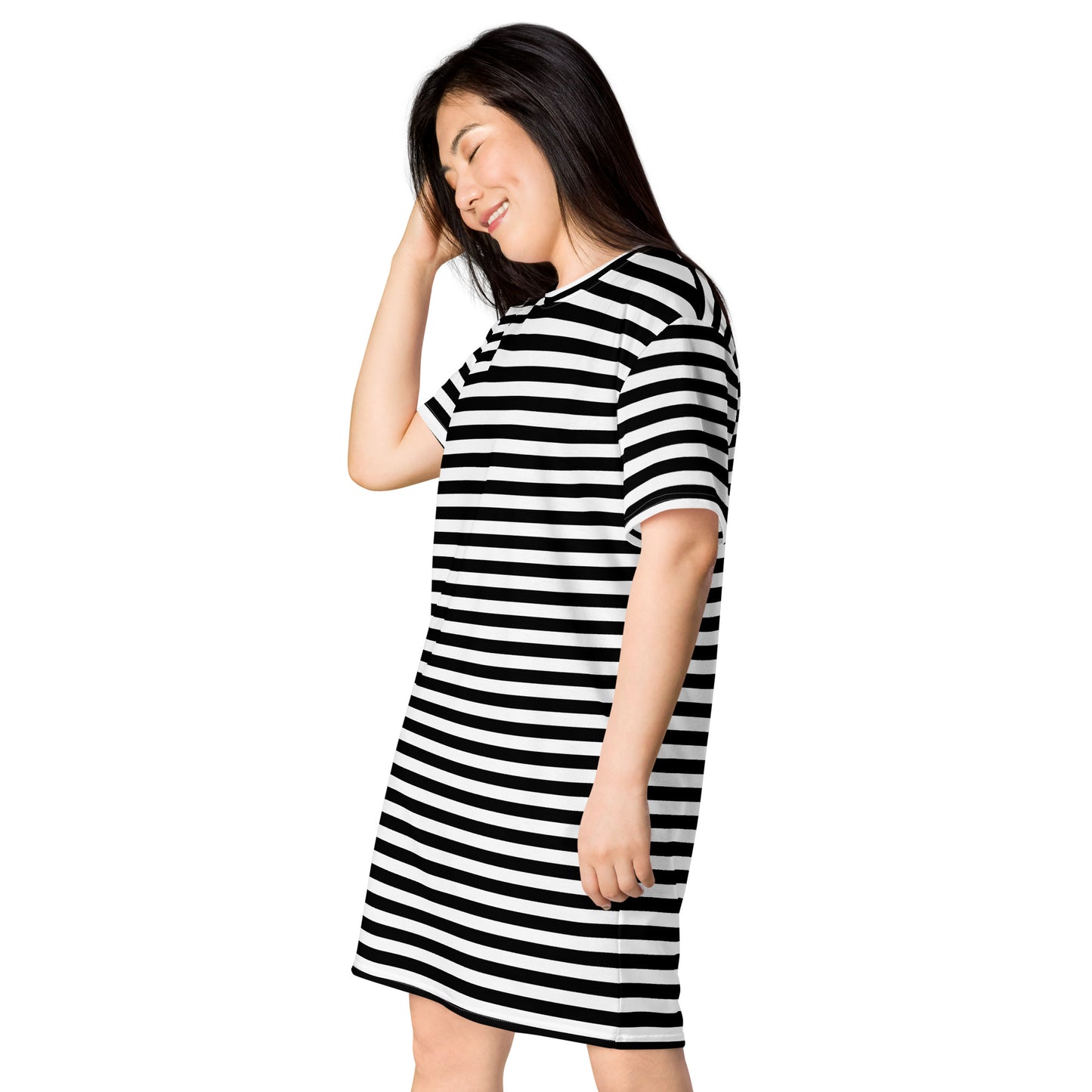 GIRLSTRONG SPORT T-SHIRT DRESS BLACK & WHITE STRIPES