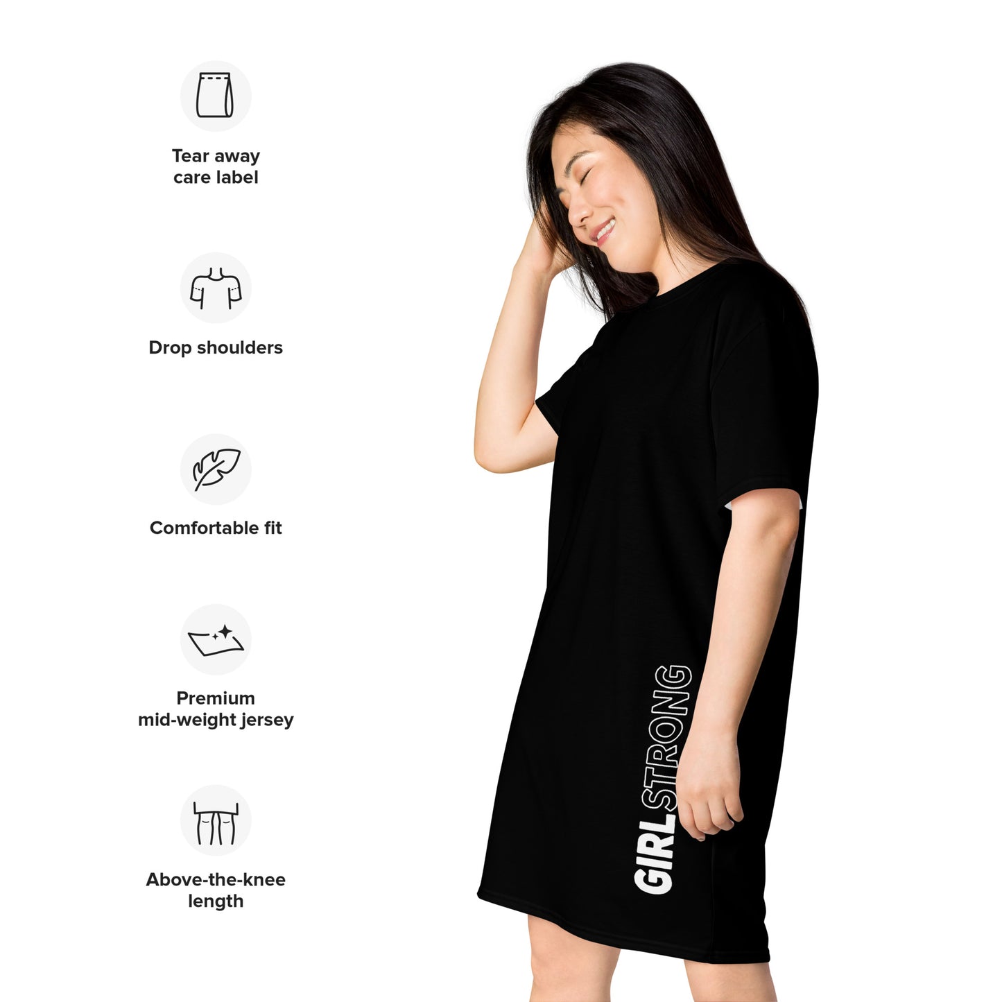 GIRLSTRONG SPORT T-SHIRT DRESS BLACK GIRLSTRONG