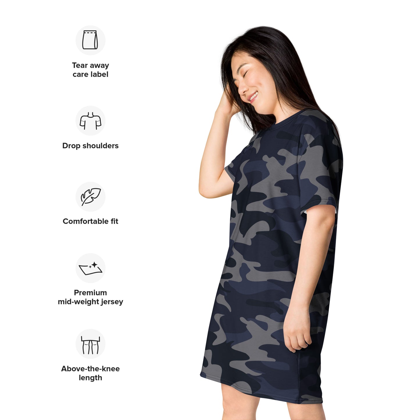 GIRLSTRONG SPORT T-SHIRT DRESS NAVY CAMO