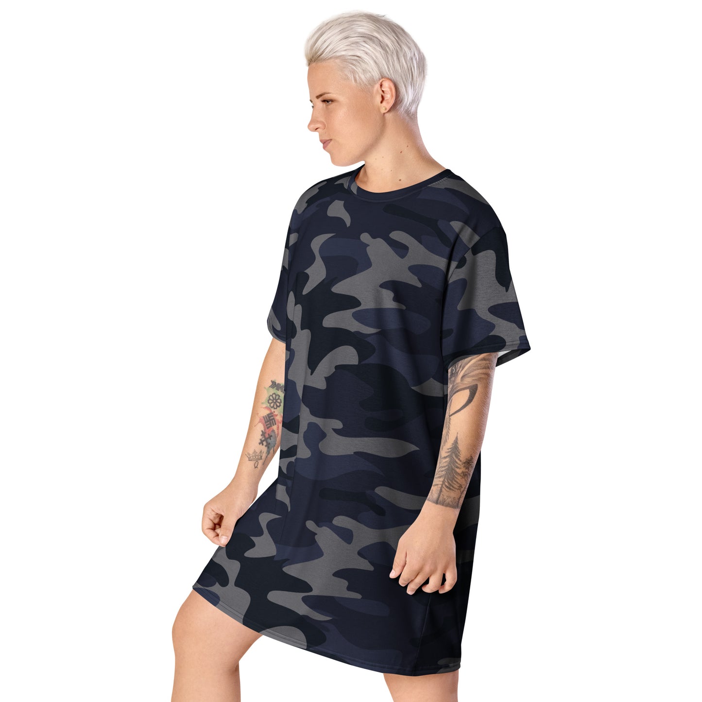 GIRLSTRONG SPORT T-SHIRT DRESS NAVY CAMO