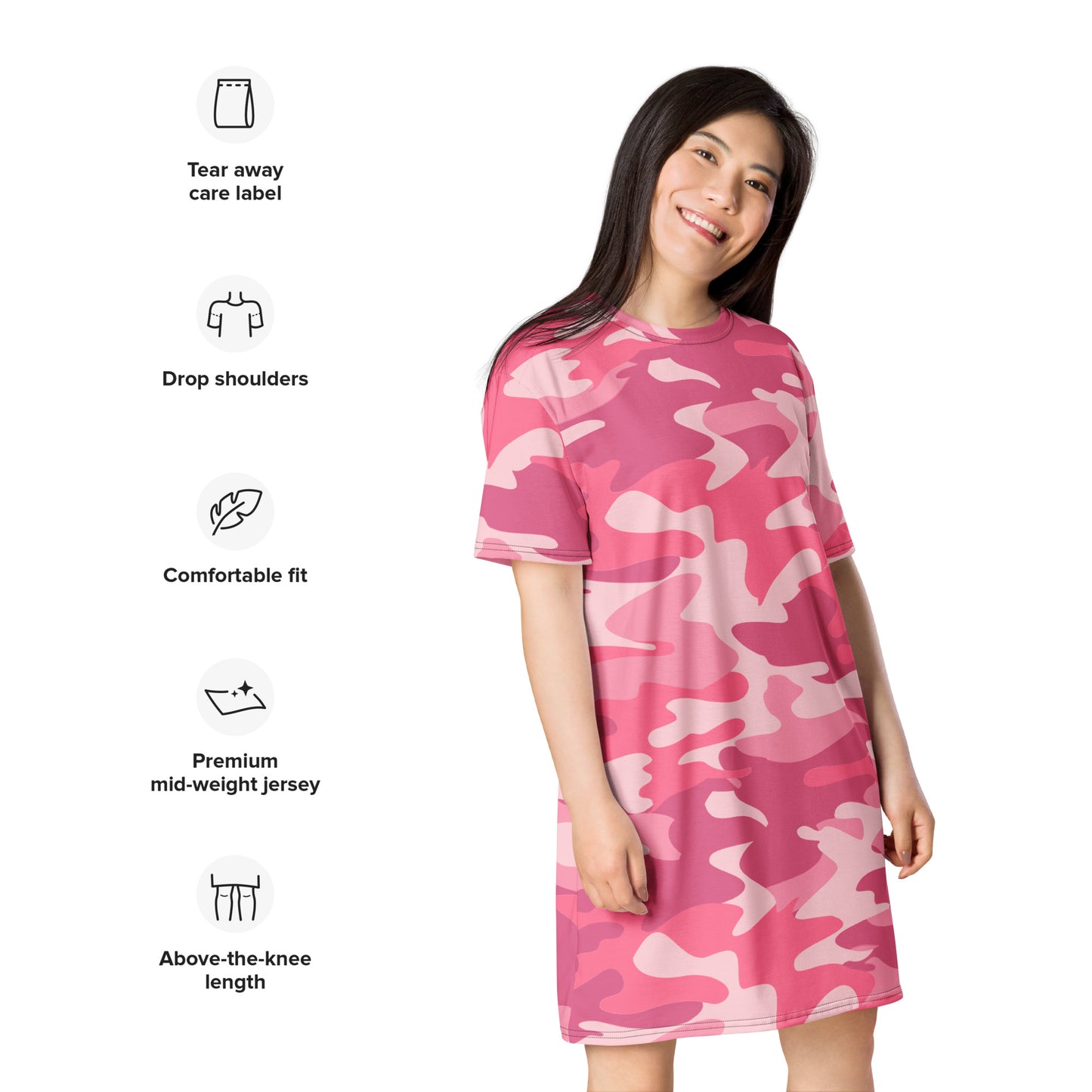 GIRLSTRONG SPORT T-SHIRT DRESS PINK CAMO