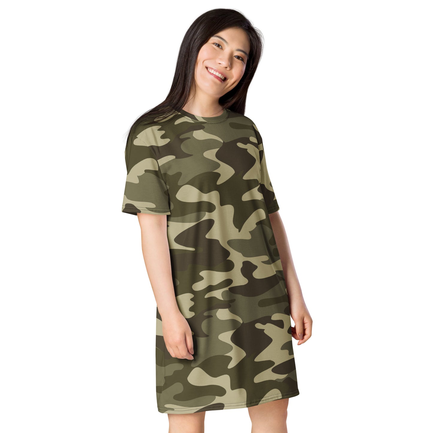 GIRLSTRONG SPORT T-SHIRT DRESS GREEN CAMO