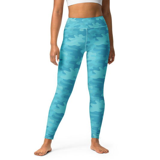 ELEVATED ESSENTIALS, THE PERFECT HIGH WAISTBAND LEGGING TURQUOISE CAMO
