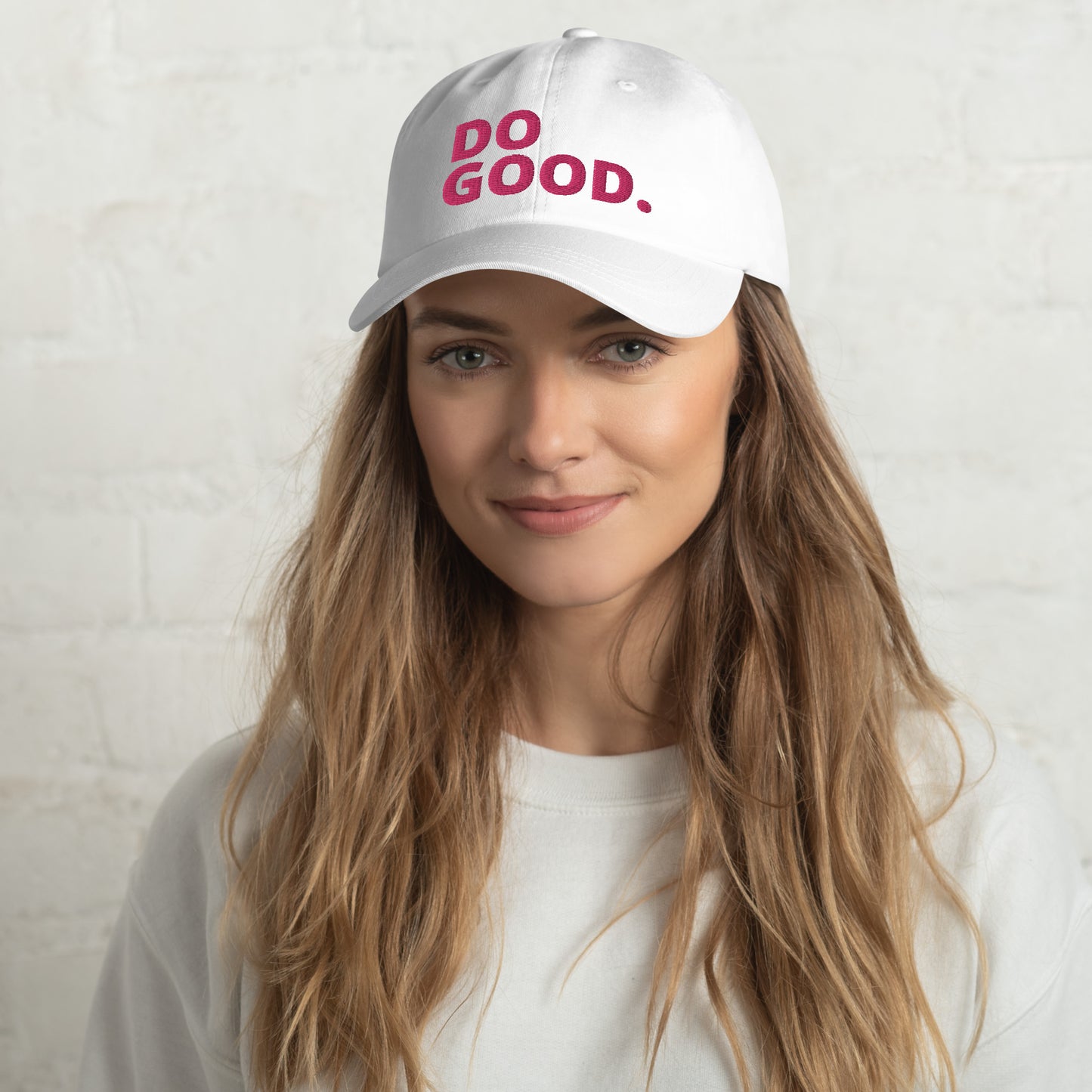 ELEVATED BASICS, WHITE BASEBALL CAP DO GOOD.