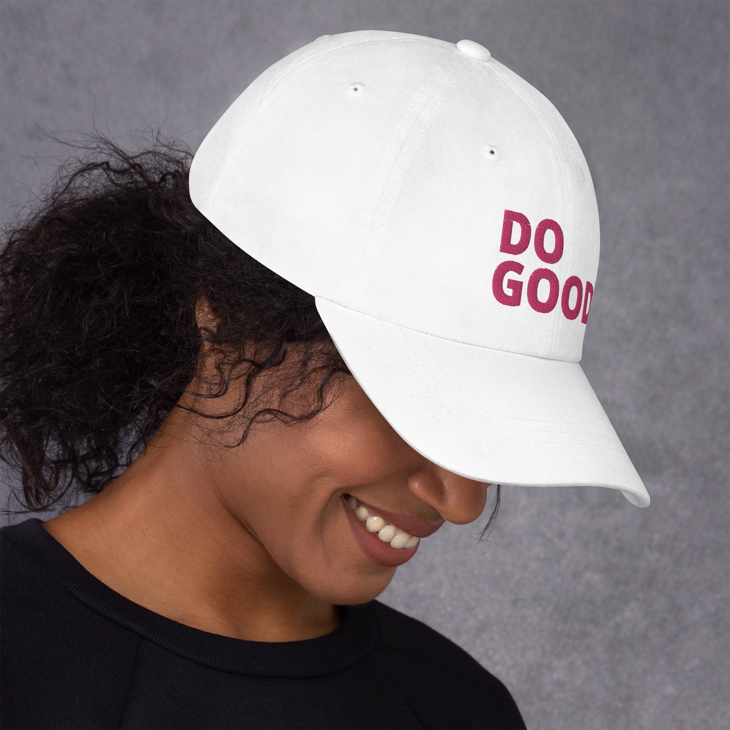 ELEVATED BASICS, WHITE BASEBALL CAP DO GOOD.