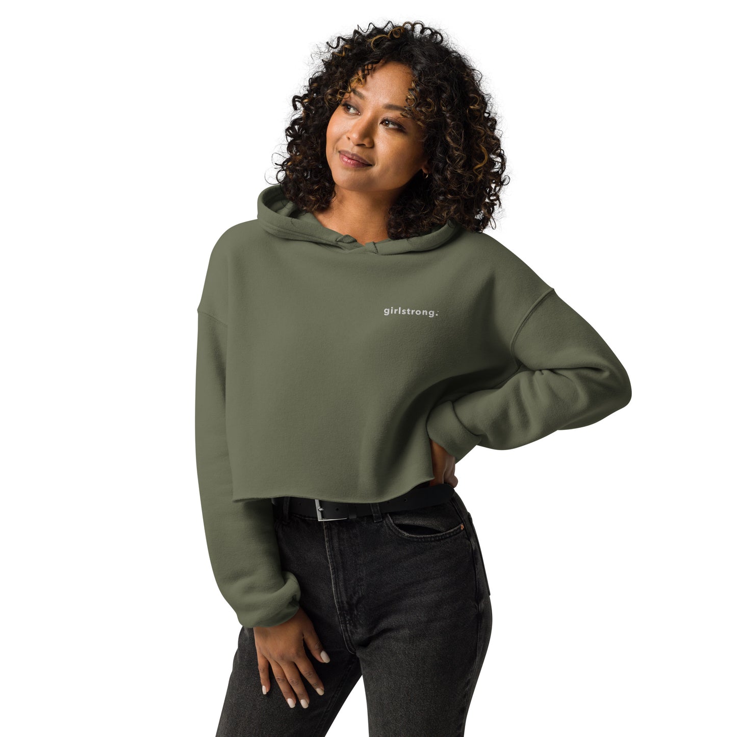 EVERYDAY GIRLSTRONG FLEECE CROPPED HOODIE - GIRLSTRONG MILITARY GREEN