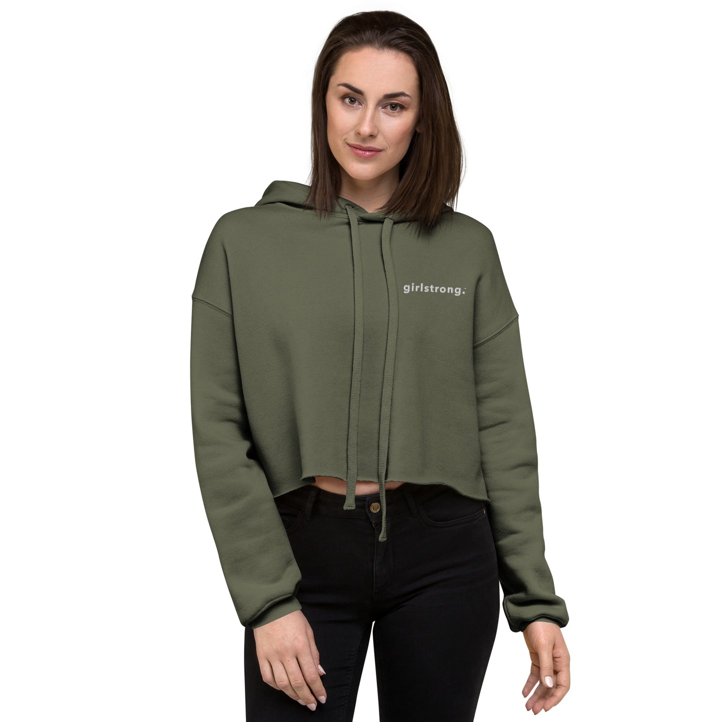 EVERYDAY GIRLSTRONG FLEECE CROPPED HOODIE - GIRLSTRONG MILITARY GREEN
