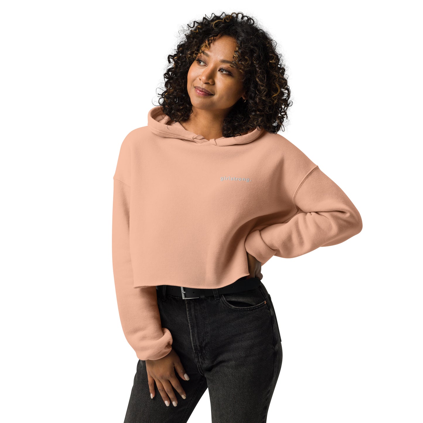 EVERYDAY GIRLSTRONG FLEECE CROPPED HOODIE - GIRLSTRONG GEORGIA PEACH