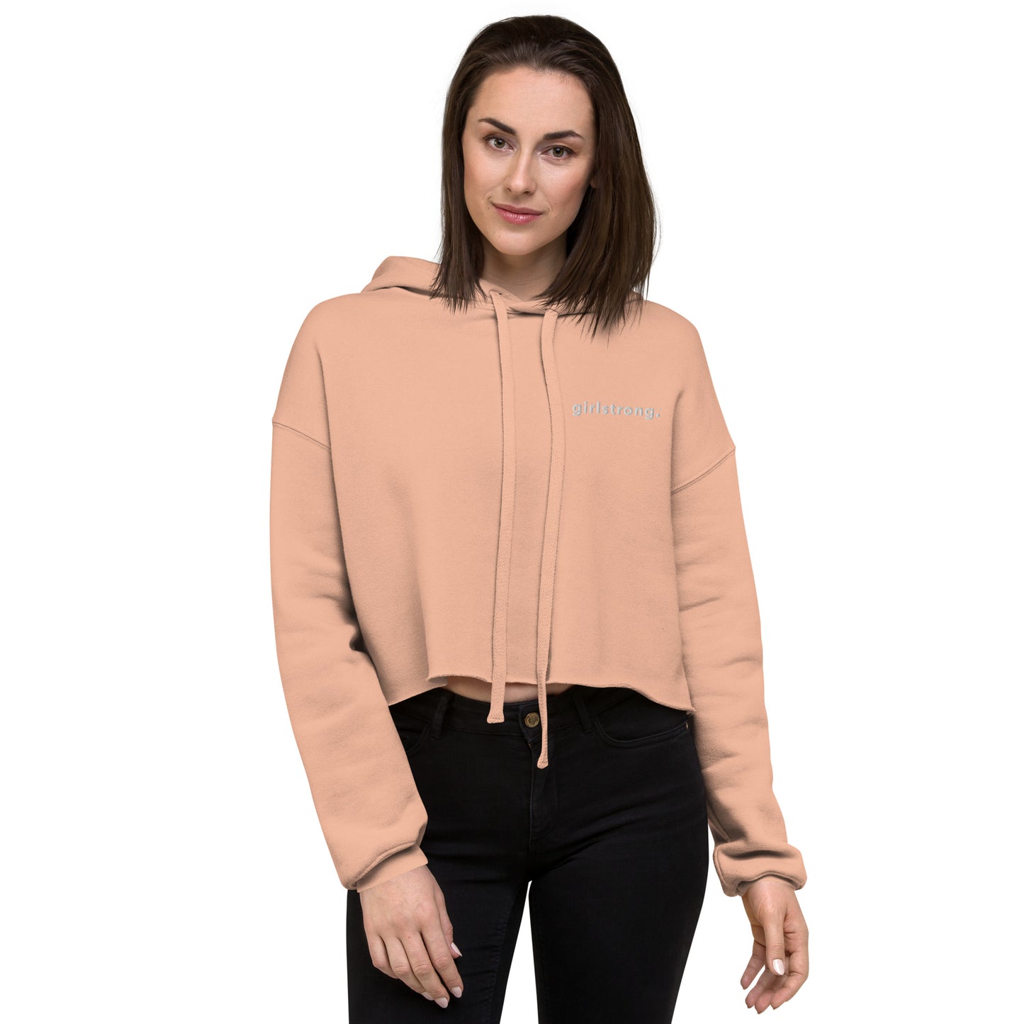 EVERYDAY GIRLSTRONG FLEECE CROPPED HOODIE - GIRLSTRONG GEORGIA PEACH