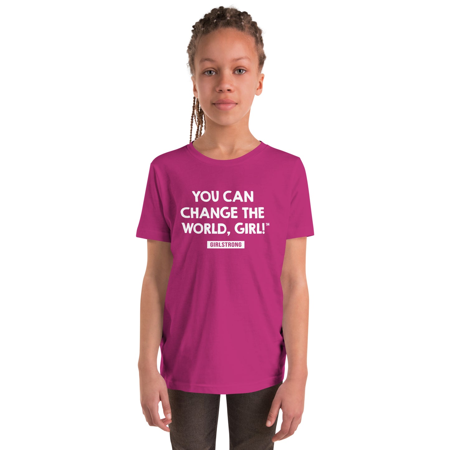 PRINCESS EMPOWERMENT TEE - YOU CAN CHANGE THE WORLD, GIRL! GIRLSTRONG BERRY PINK