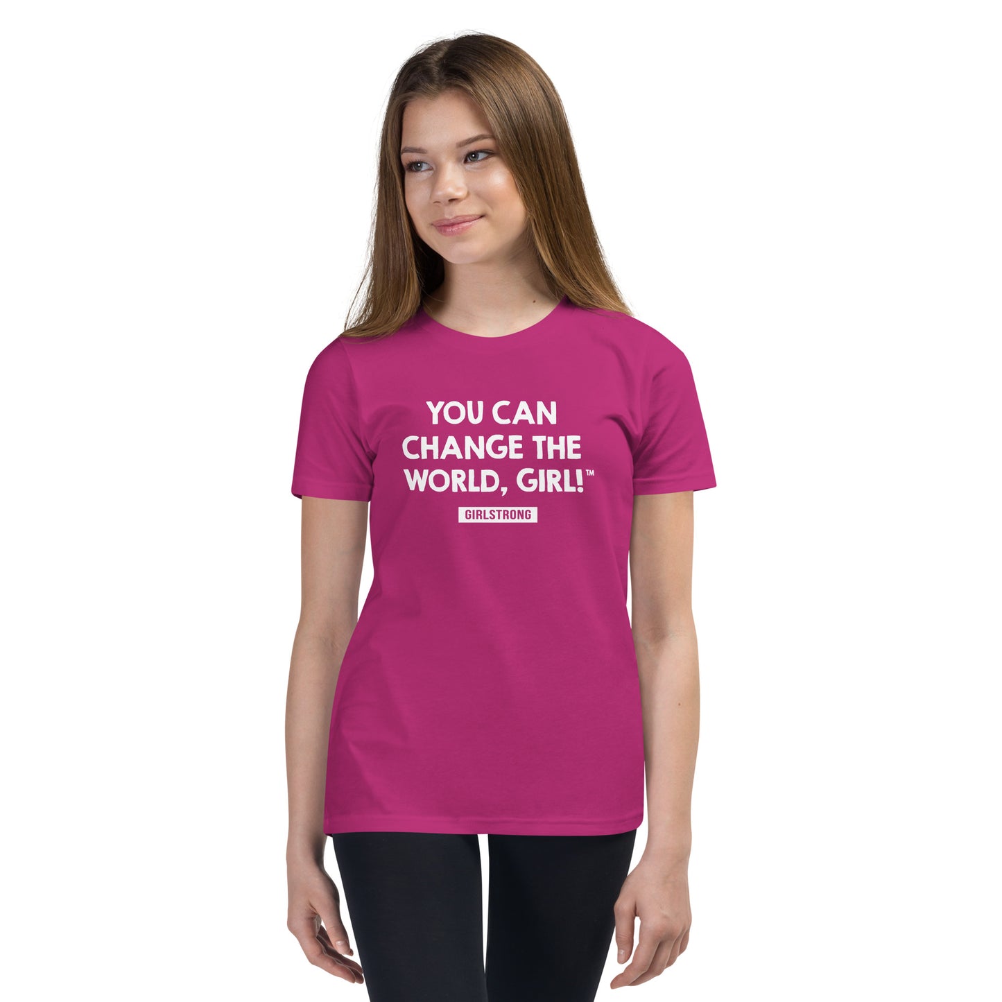 PRINCESS EMPOWERMENT TEE - YOU CAN CHANGE THE WORLD, GIRL! GIRLSTRONG BERRY PINK