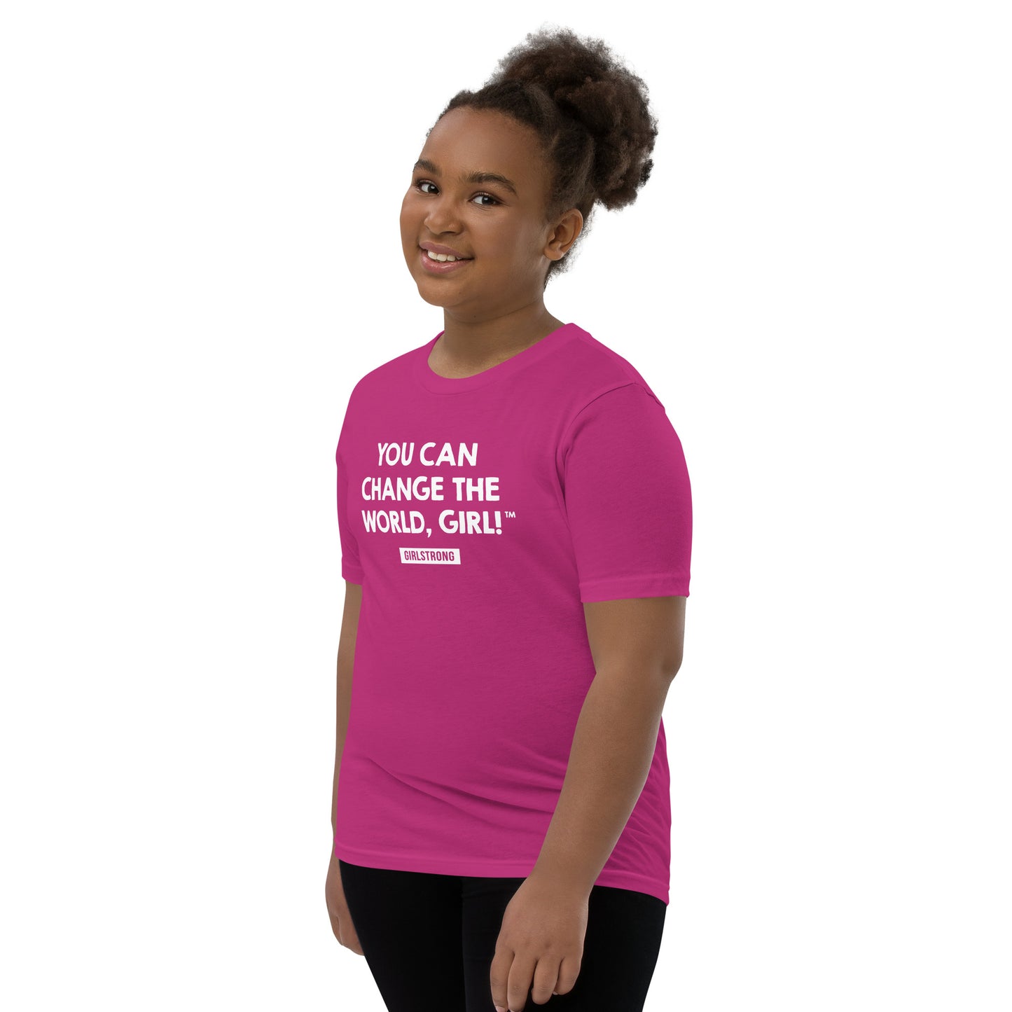 PRINCESS EMPOWERMENT TEE - YOU CAN CHANGE THE WORLD, GIRL! GIRLSTRONG BERRY PINK