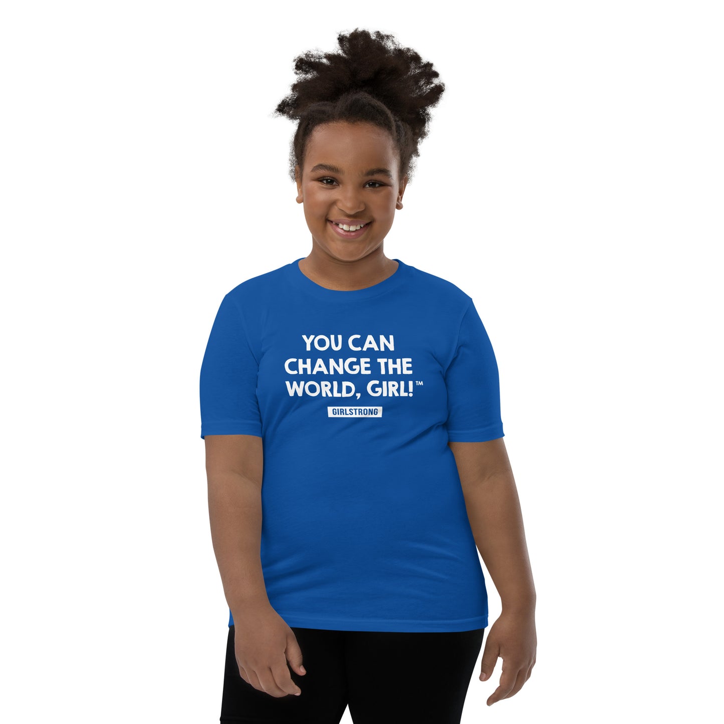 PRINCESS EMPOWERMENT TEE - YOU CAN CHANGE THE WORLD, GIRL! GIRLSTRONG ROYAL BLUE