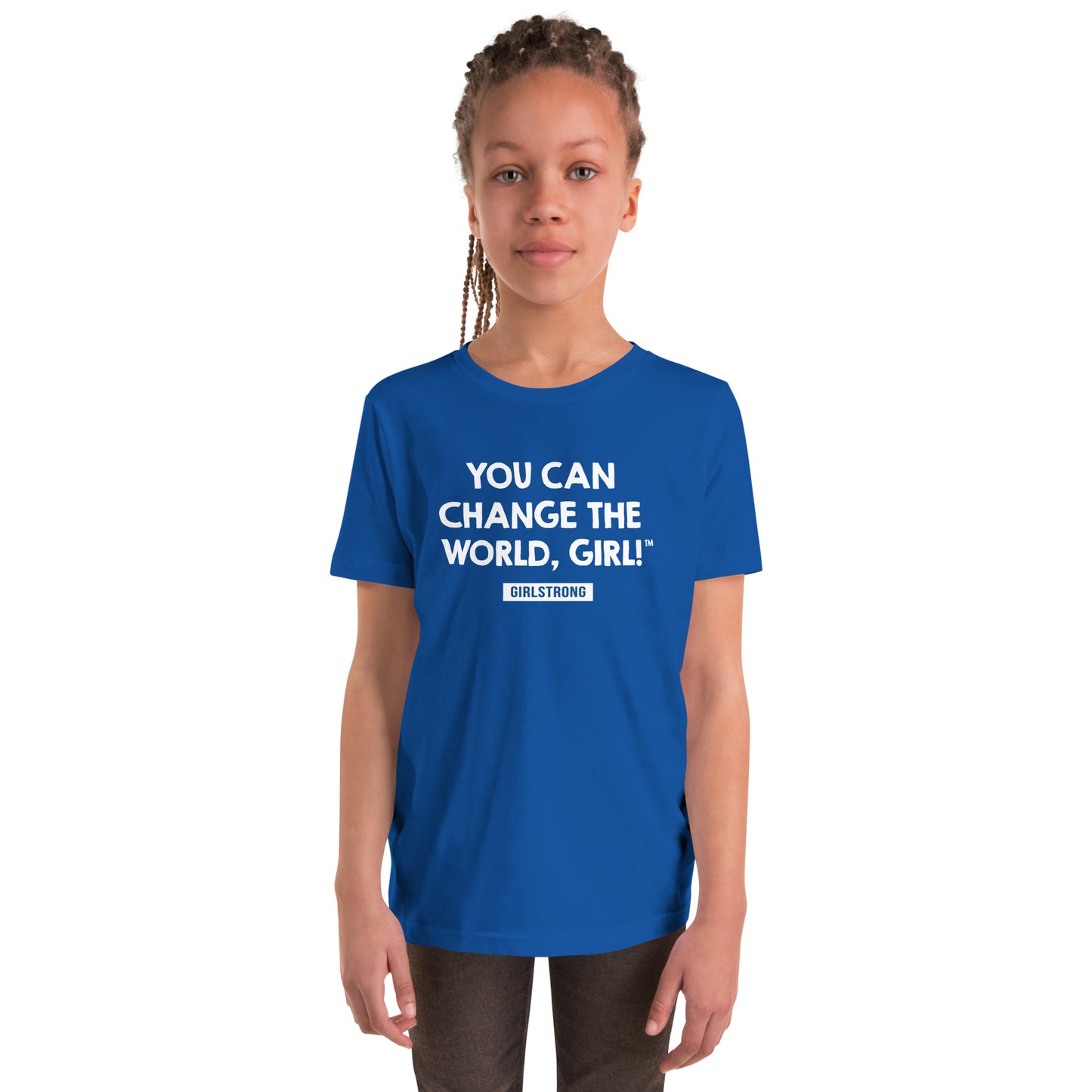 PRINCESS EMPOWERMENT TEE - YOU CAN CHANGE THE WORLD, GIRL! GIRLSTRONG ROYAL BLUE