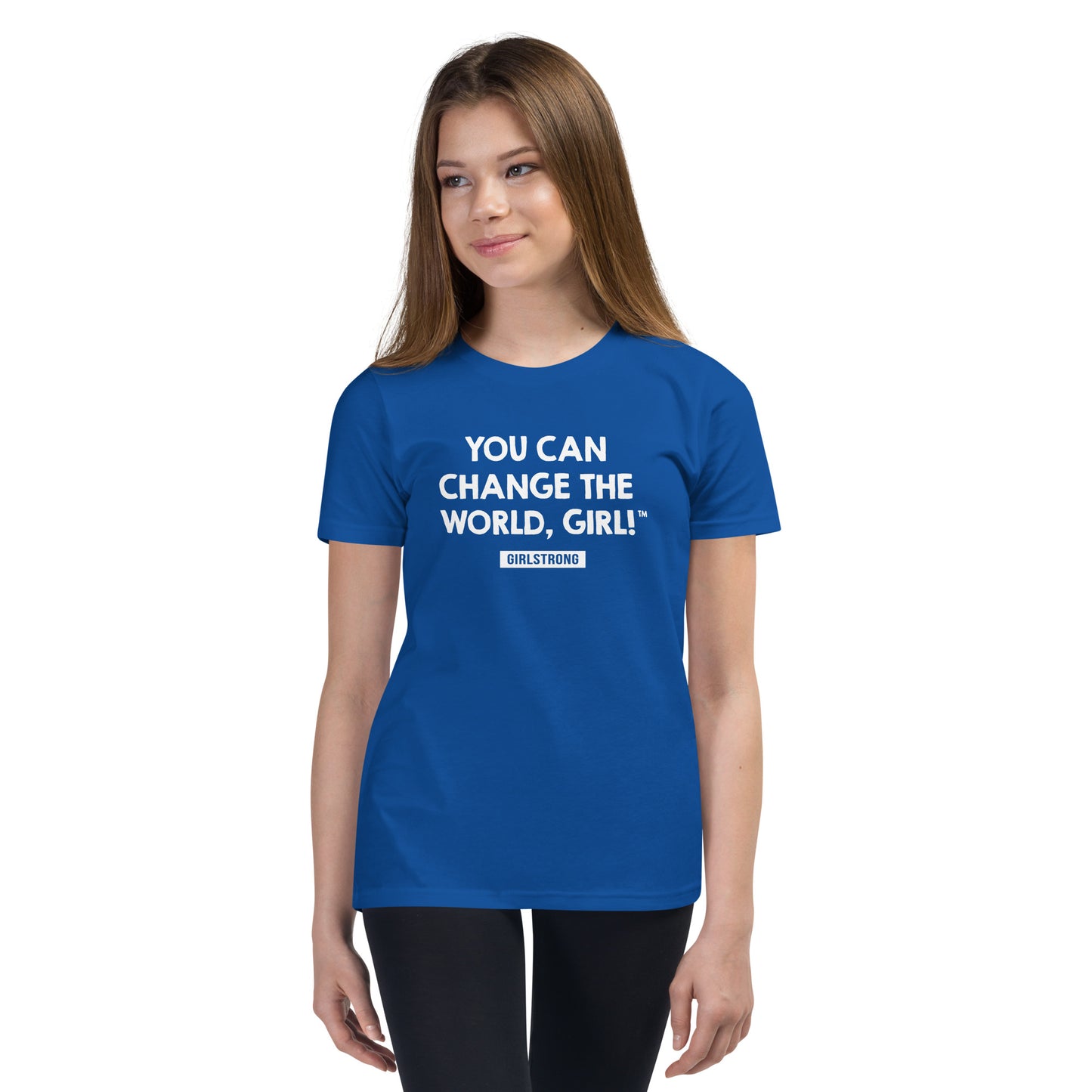 PRINCESS EMPOWERMENT TEE - YOU CAN CHANGE THE WORLD, GIRL! GIRLSTRONG ROYAL BLUE