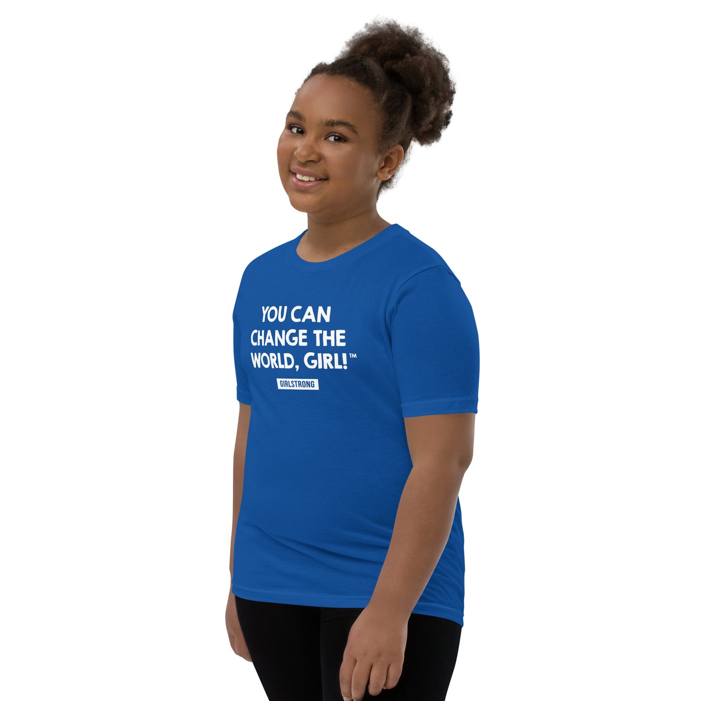 PRINCESS EMPOWERMENT TEE - YOU CAN CHANGE THE WORLD, GIRL! GIRLSTRONG ROYAL BLUE