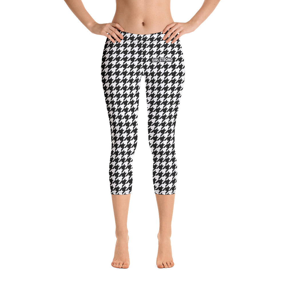 Trendy houndstooth print leggings for women-girlstronginc.com