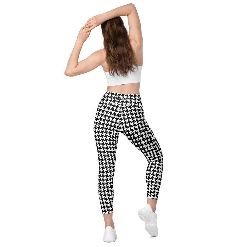ELEVATED ESSENTIALS, THE PERFECT SIDE POCKET LEGGING BLACK WHITE HOUNDSTOOTH