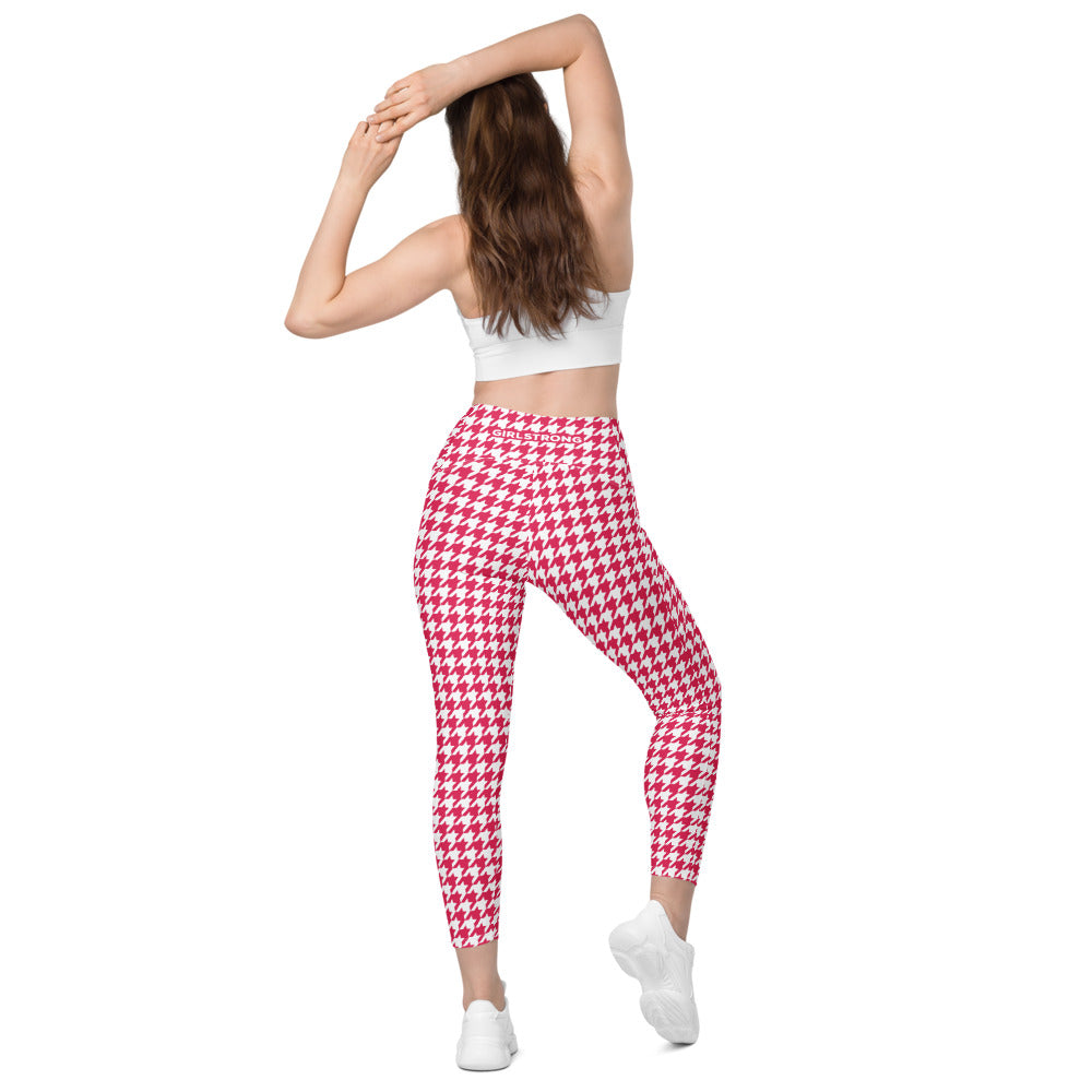 ELEVATED ESSENTIALS, THE PERFECT SIDE POCKET LEGGING RETRO RED HOUNDSTOOTH