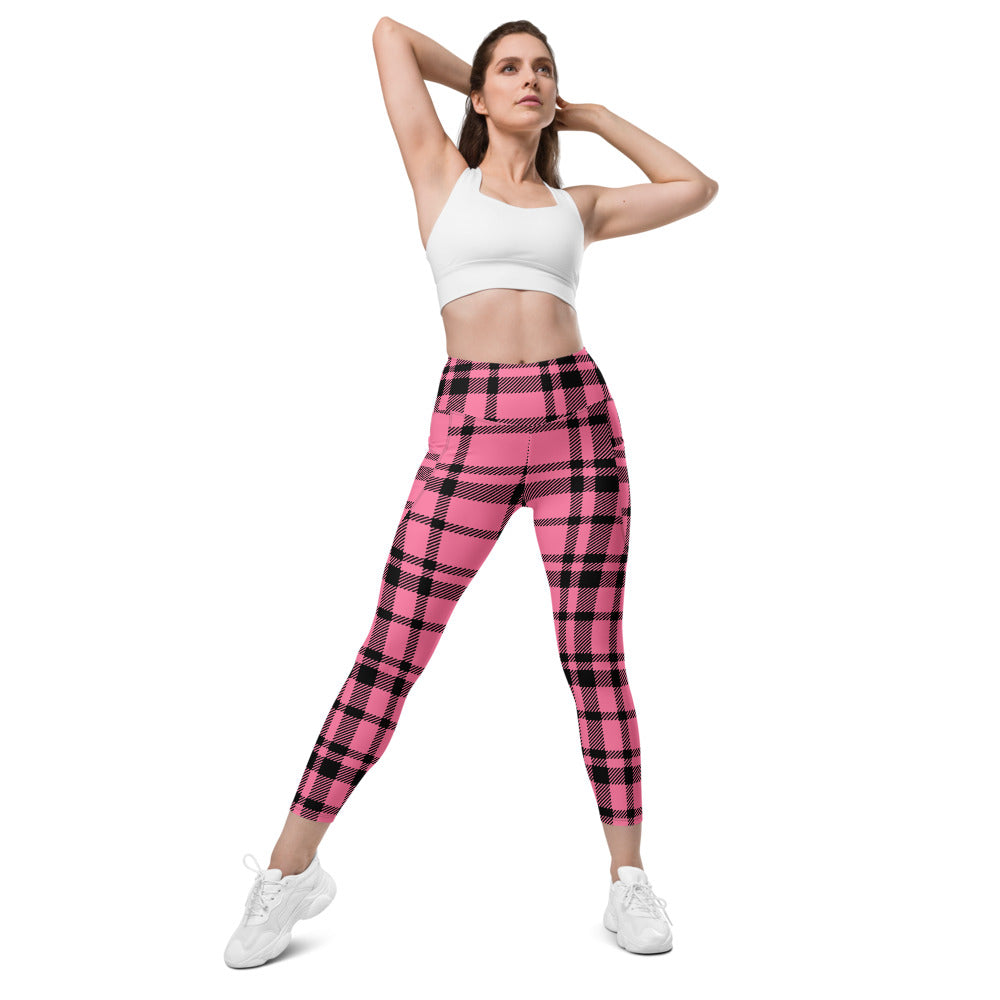 ELEVATED ESSENTIALS, THE PERFECT SIDE POCKET LEGGING HOT PINK CHECKS