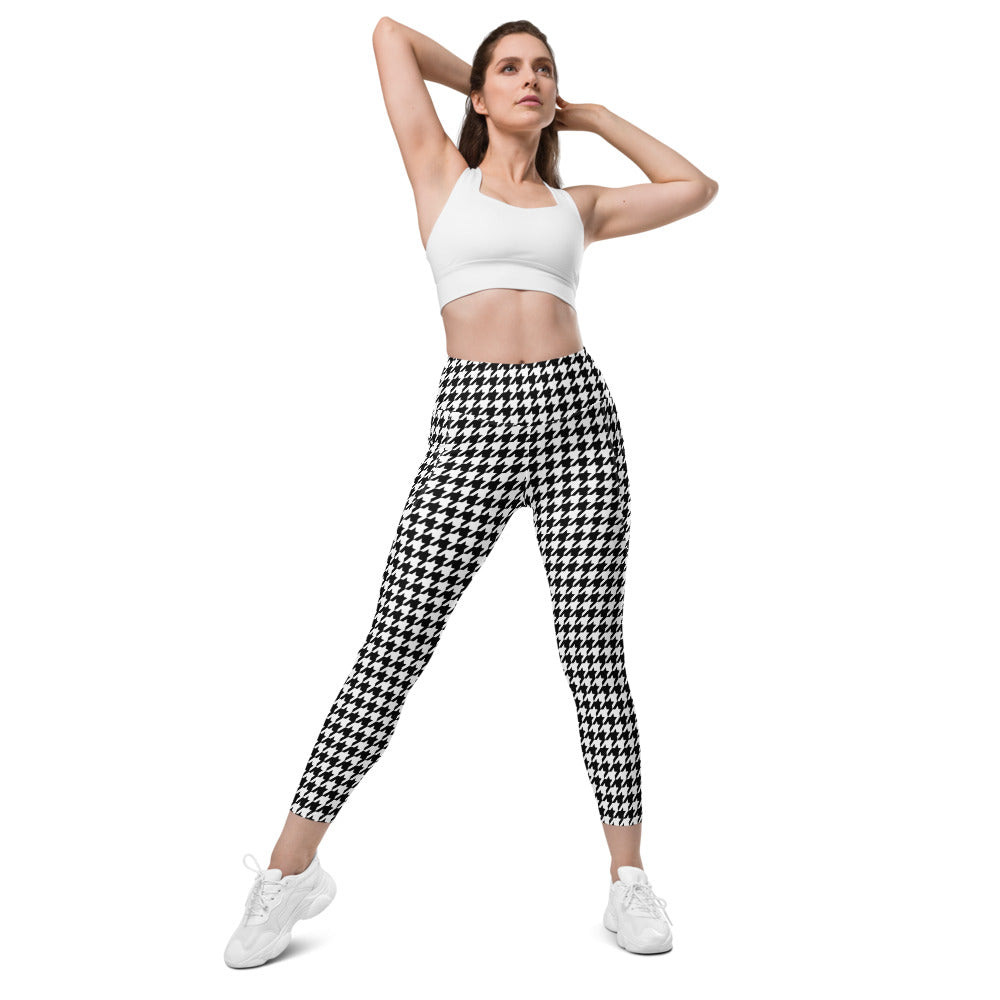 ELEVATED ESSENTIALS, THE PERFECT SIDE POCKET LEGGING BLACK WHITE HOUNDSTOOTH