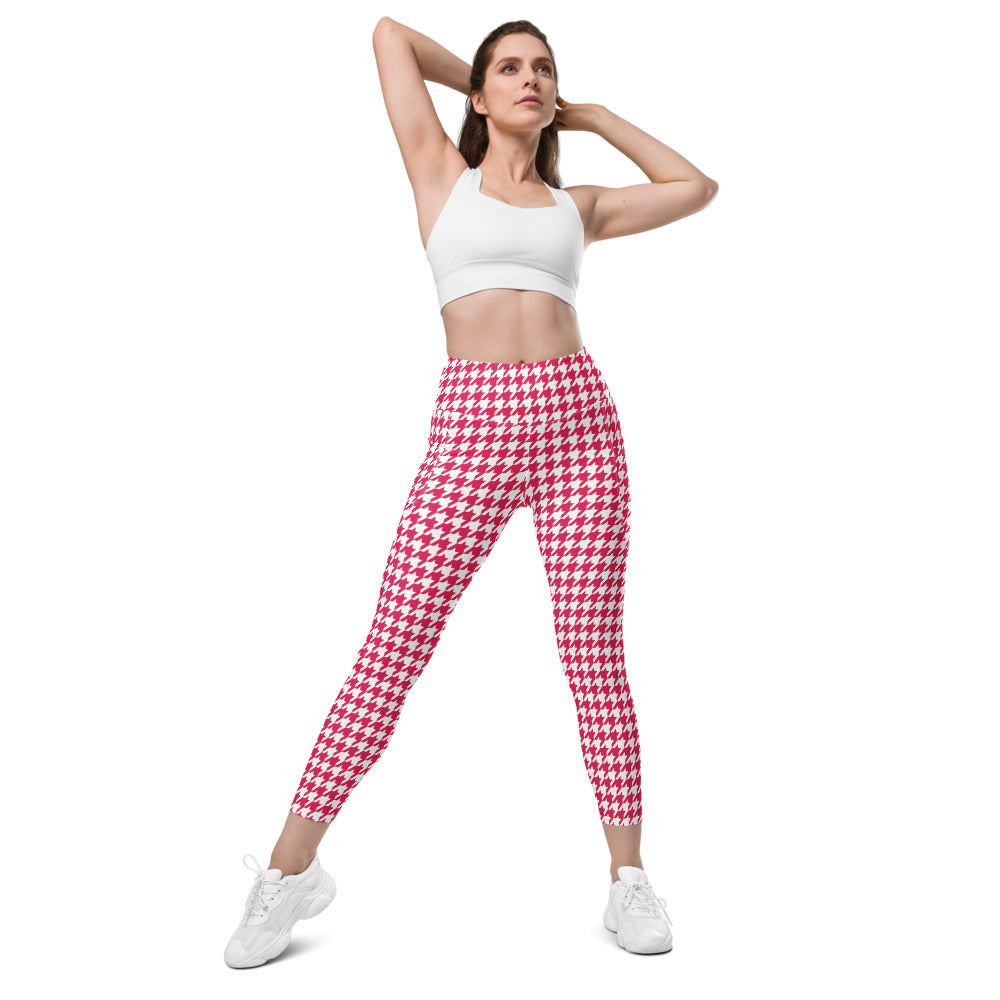 ELEVATED ESSENTIALS, THE PERFECT SIDE POCKET LEGGING RETRO RED HOUNDSTOOTH