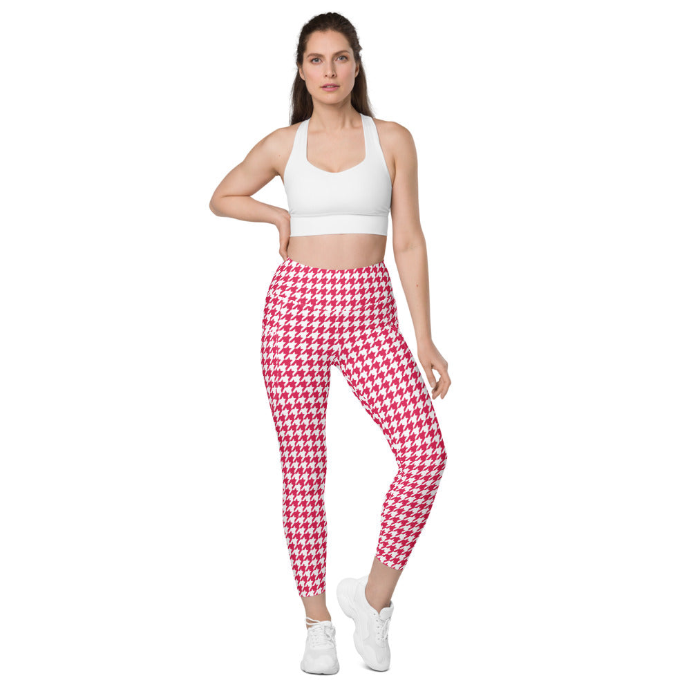 ELEVATED ESSENTIALS, THE PERFECT SIDE POCKET LEGGING RETRO RED HOUNDSTOOTH