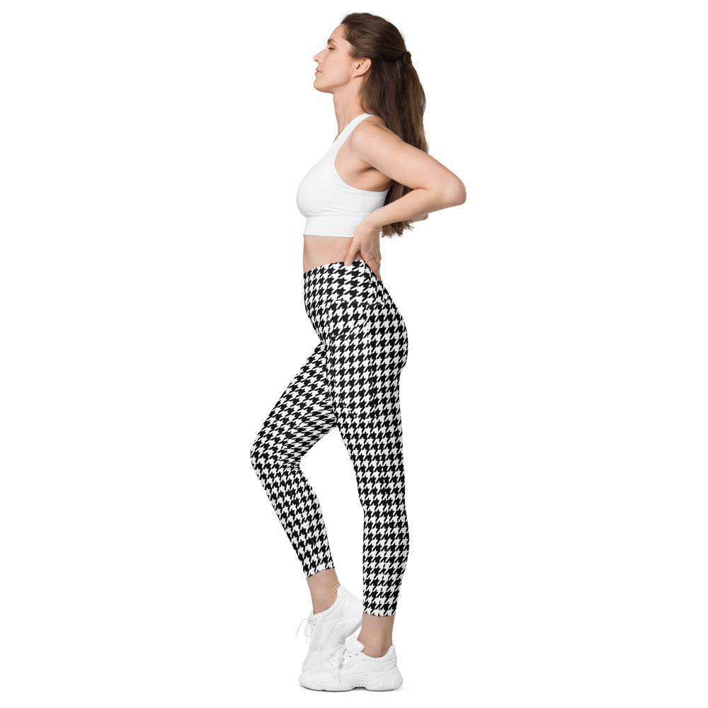ELEVATED ESSENTIALS, THE PERFECT SIDE POCKET LEGGING BLACK WHITE HOUNDSTOOTH