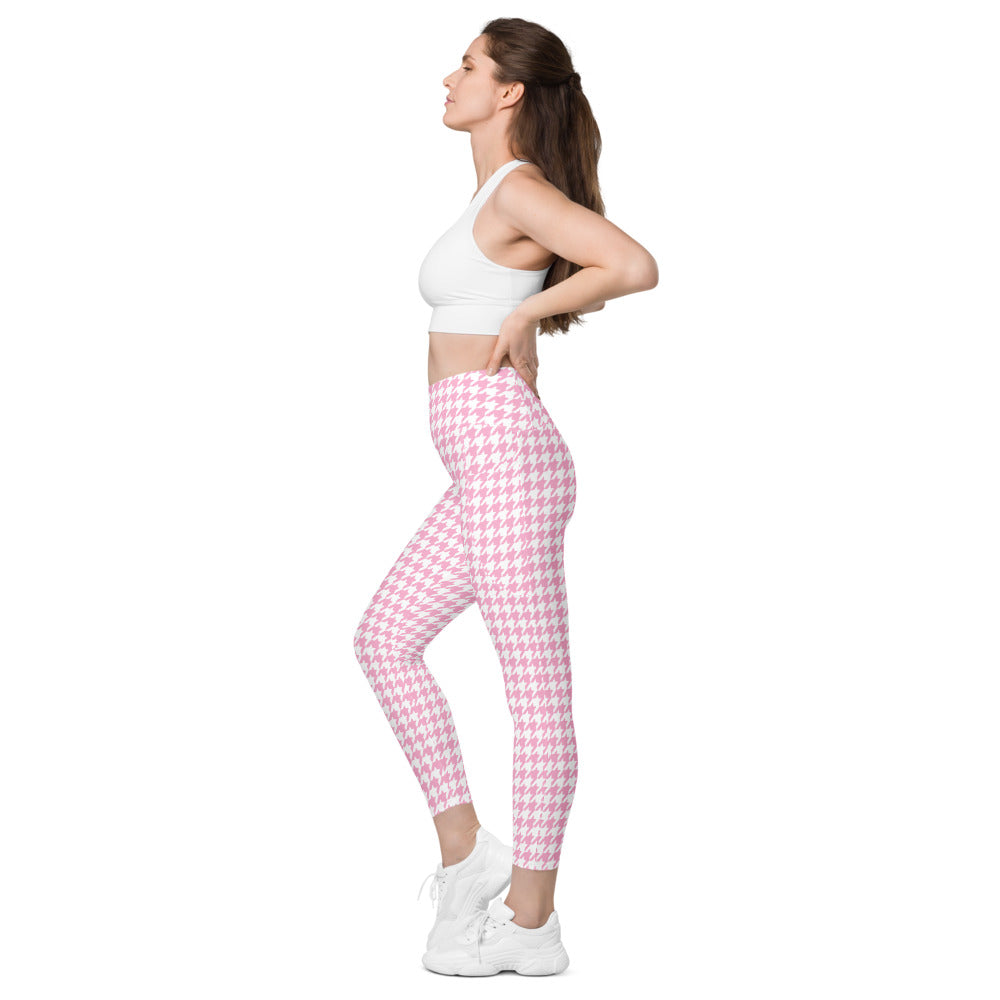 ELEVATED ESSENTIALS, THE PERFECT SIDE POCKET LEGGING PRETTY PINK HOUNDSTOOTH