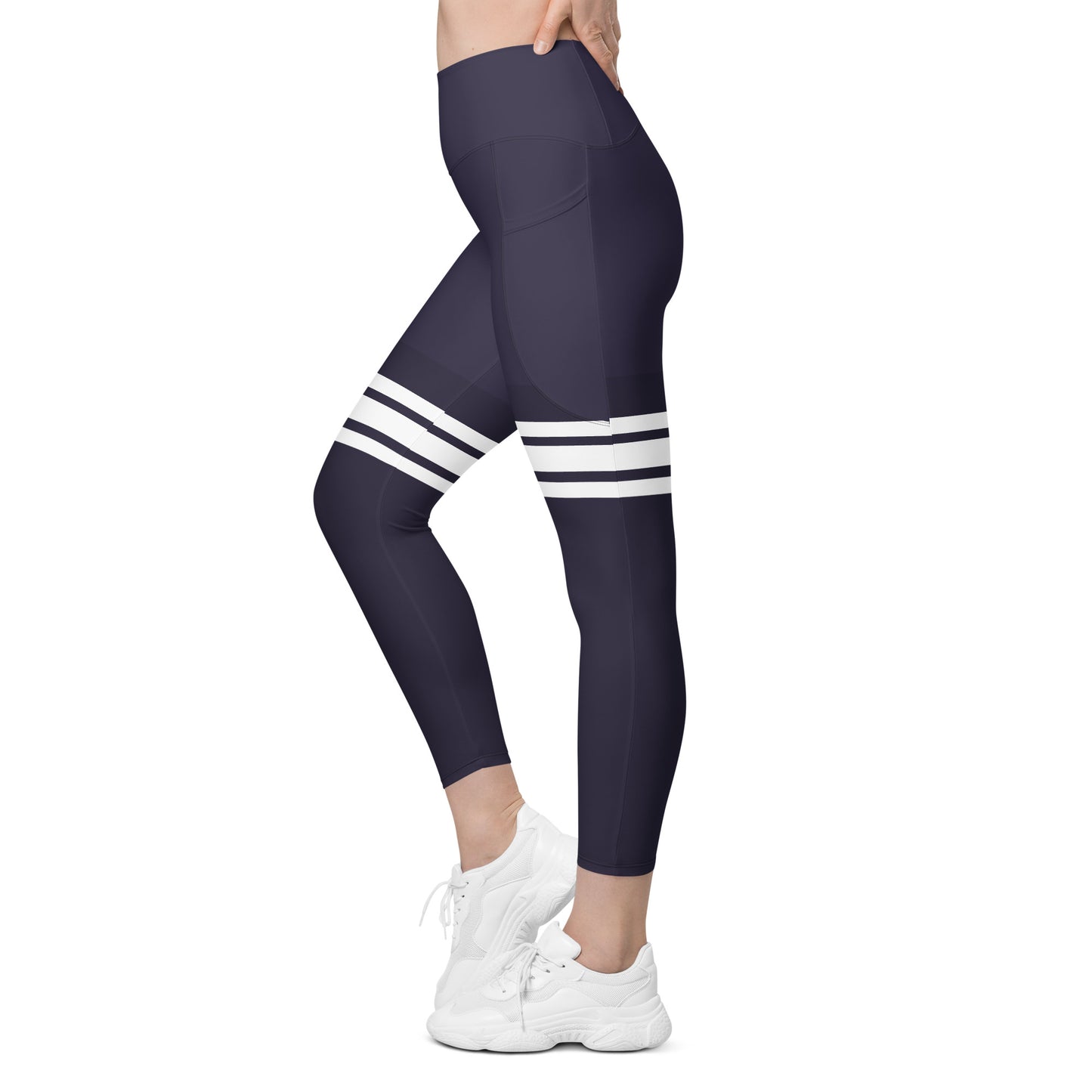 ELEVATED ESSENTIALS, THE PERFECT SIDE POCKET LEGGING THIGH HIGH SLATE BLUE