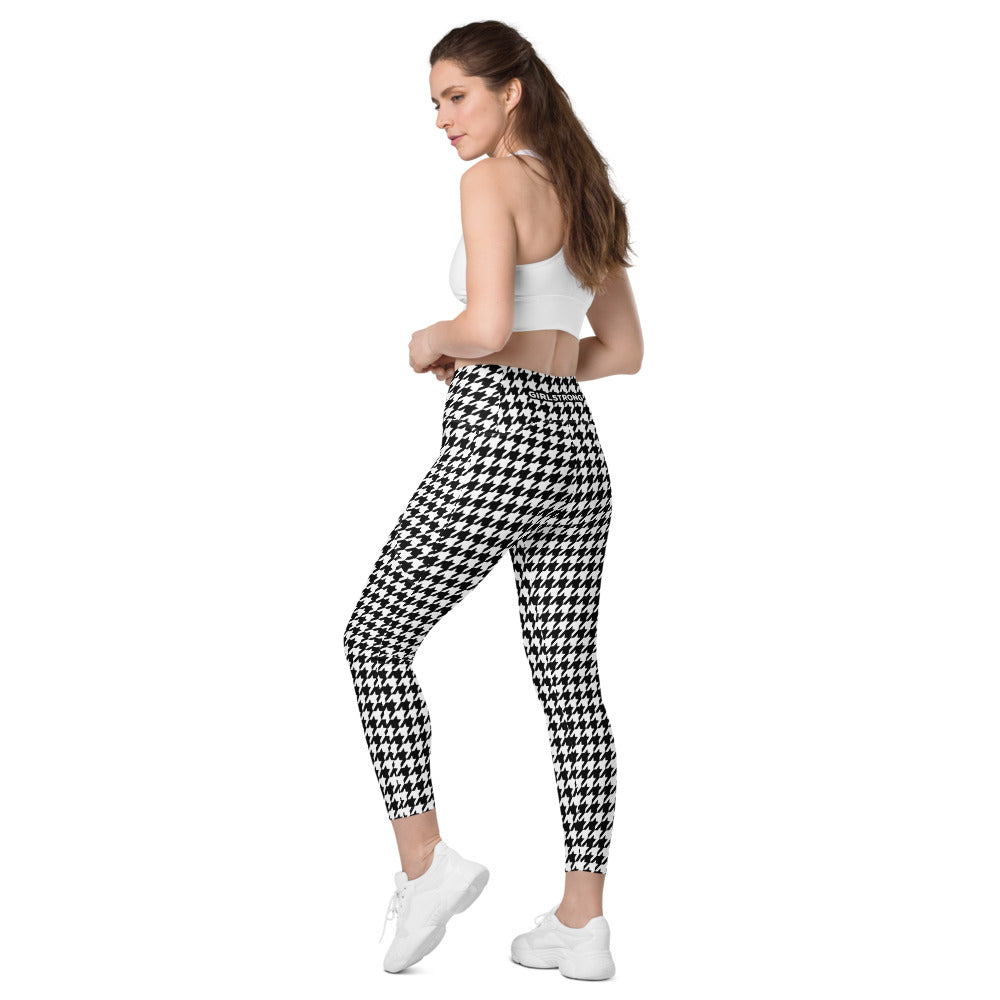 ELEVATED ESSENTIALS, THE PERFECT SIDE POCKET LEGGING BLACK WHITE HOUNDSTOOTH