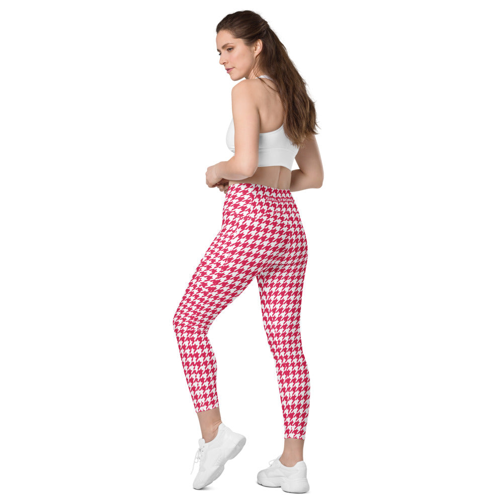 ELEVATED ESSENTIALS, THE PERFECT SIDE POCKET LEGGING RETRO RED HOUNDSTOOTH