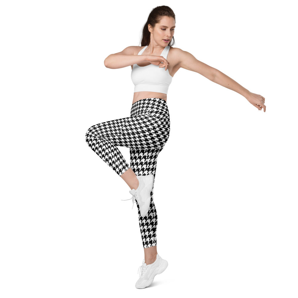 ELEVATED ESSENTIALS, THE PERFECT SIDE POCKET LEGGING BLACK WHITE HOUNDSTOOTH