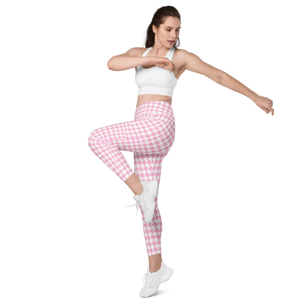 ELEVATED ESSENTIALS, THE PERFECT SIDE POCKET LEGGING PRETTY PINK HOUNDSTOOTH