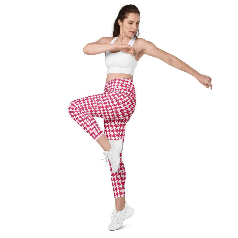 ELEVATED ESSENTIALS, THE PERFECT SIDE POCKET LEGGING RETRO RED HOUNDSTOOTH