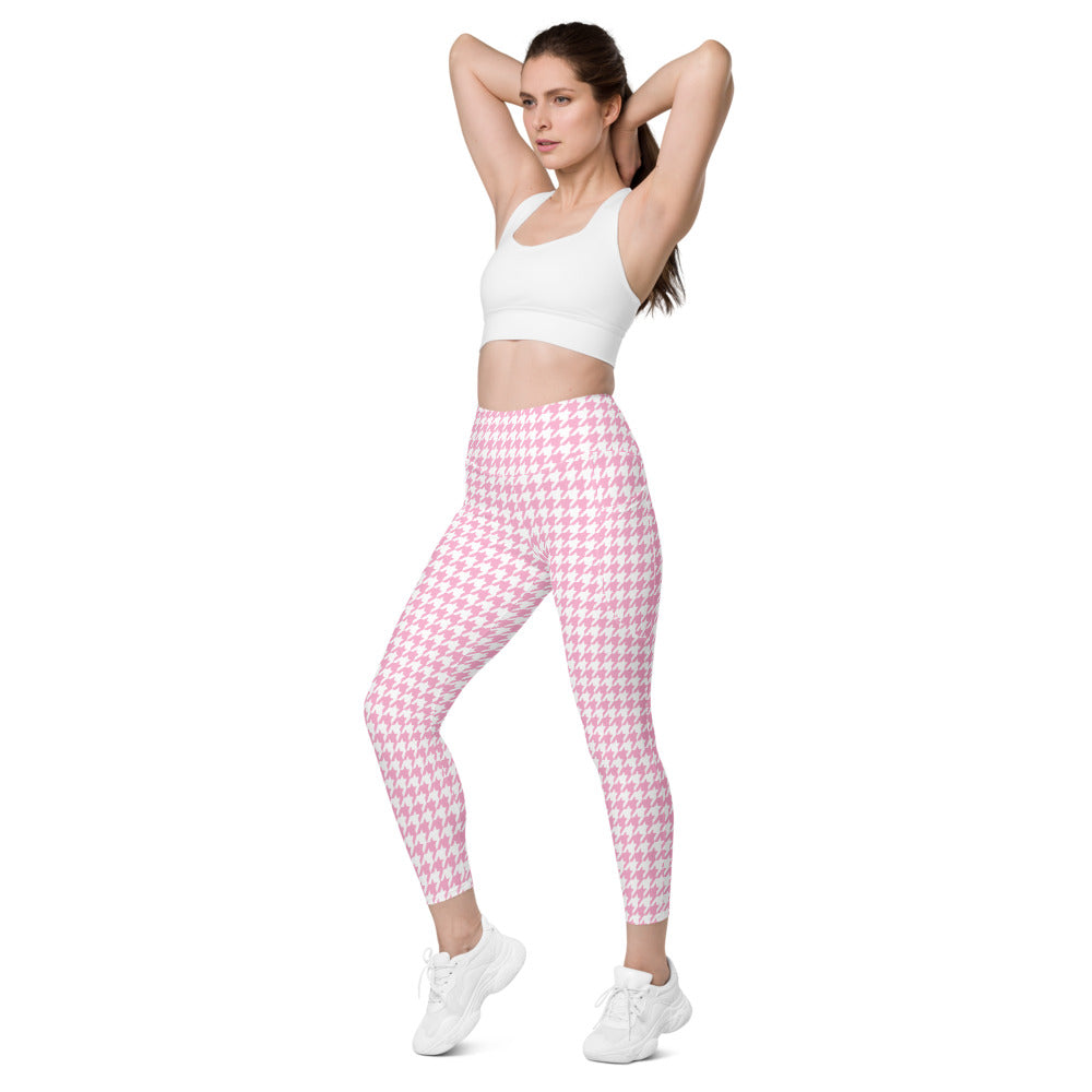 ELEVATED ESSENTIALS, THE PERFECT SIDE POCKET LEGGING PRETTY PINK HOUNDSTOOTH