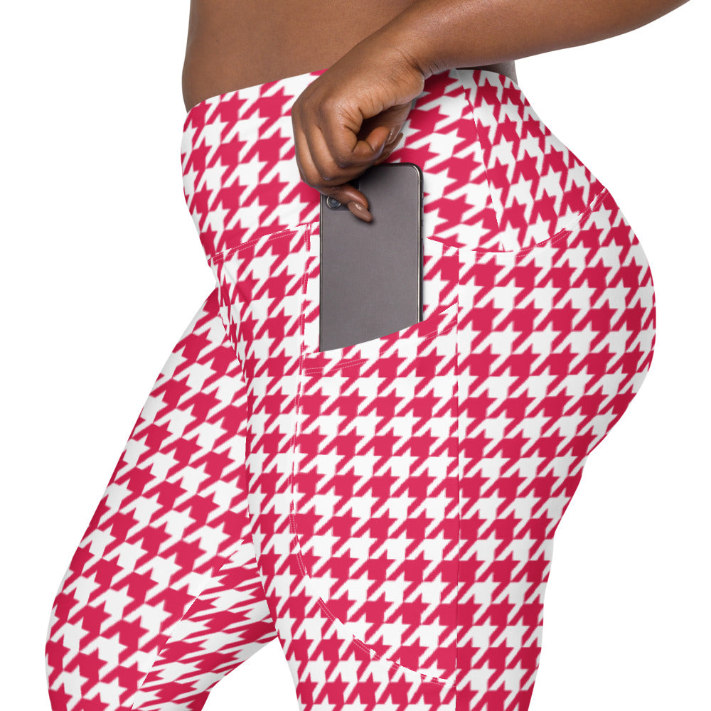 ELEVATED ESSENTIALS, THE PERFECT SIDE POCKET LEGGING RETRO RED HOUNDSTOOTH