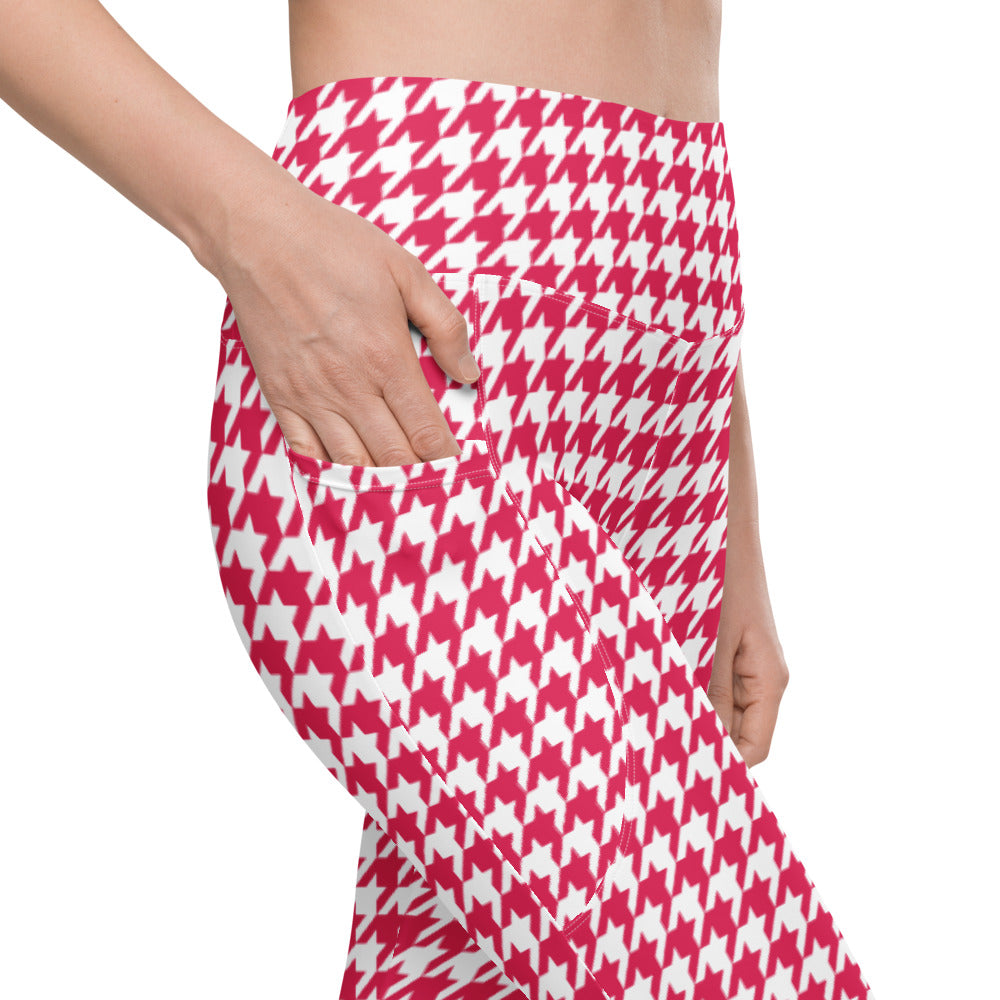 ELEVATED ESSENTIALS, THE PERFECT SIDE POCKET LEGGING RETRO RED HOUNDSTOOTH