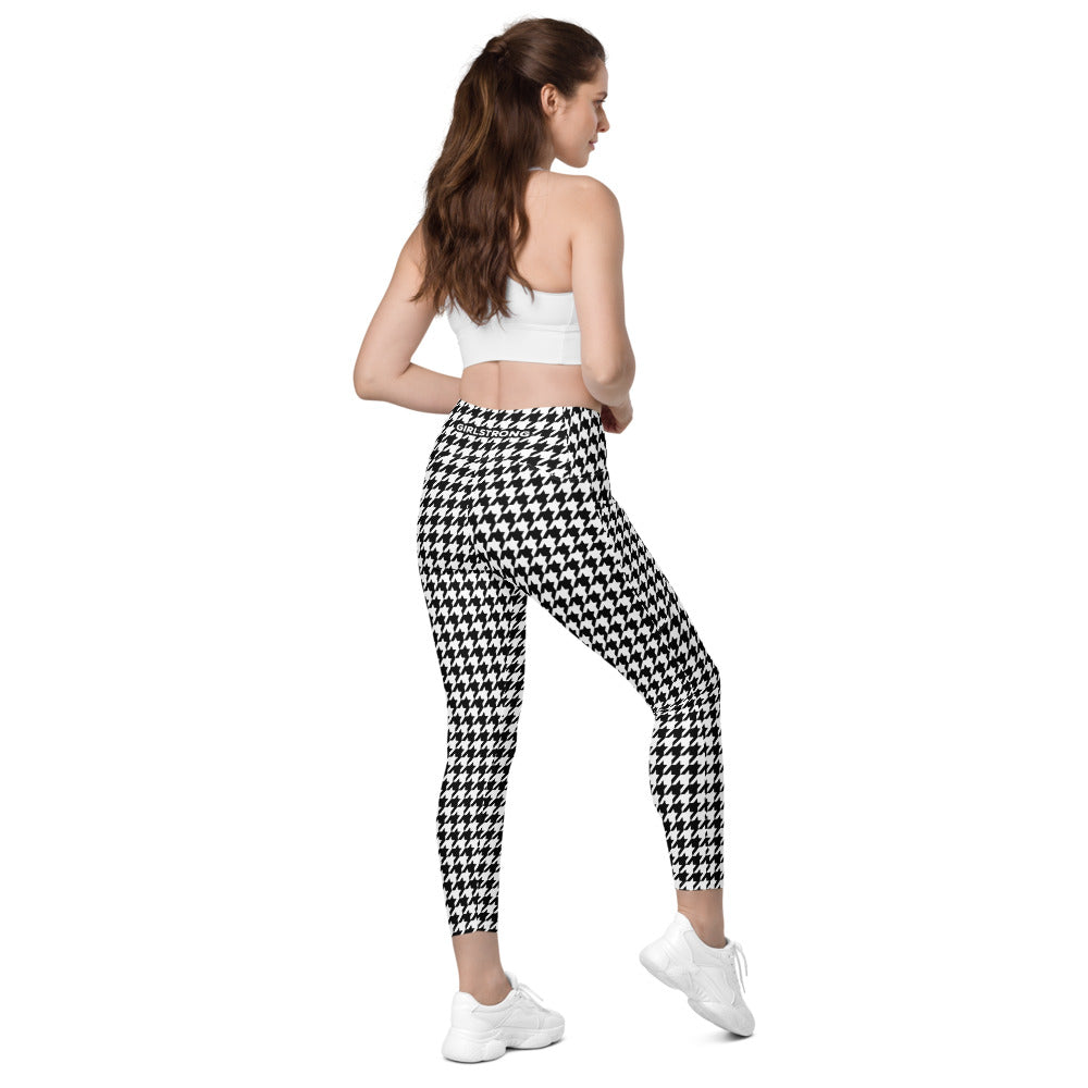 ELEVATED ESSENTIALS, THE PERFECT SIDE POCKET LEGGING BLACK WHITE HOUNDSTOOTH