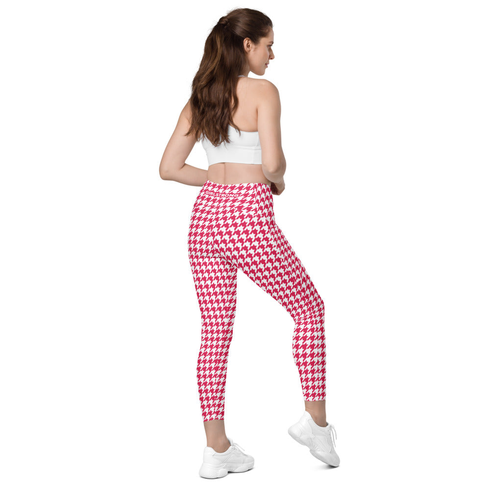 ELEVATED ESSENTIALS, THE PERFECT SIDE POCKET LEGGING RETRO RED HOUNDSTOOTH