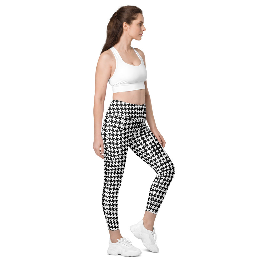ELEVATED ESSENTIALS, THE PERFECT SIDE POCKET LEGGING BLACK WHITE HOUNDSTOOTH