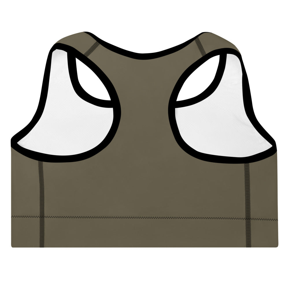 ELEVATED ESSENTIALS, THE PERFECT PADDED SPORTS BRA ARMY GREEN