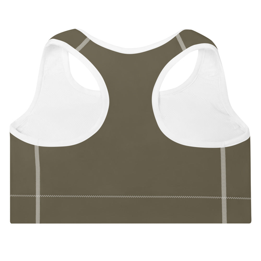 ELEVATED ESSENTIALS, THE PERFECT PADDED SPORTS BRA ARMY GREEN