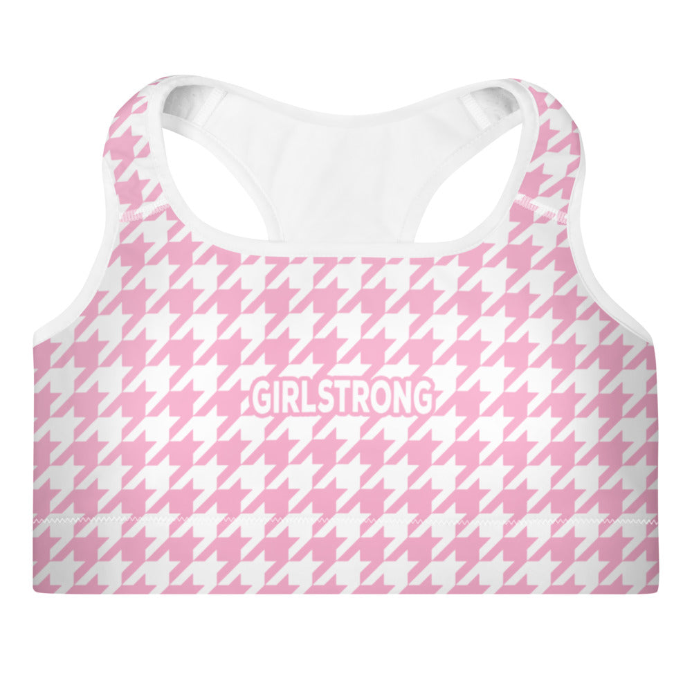 Fashionable Padded Sports Bra with Houndstooth Print-girlstronginc.com