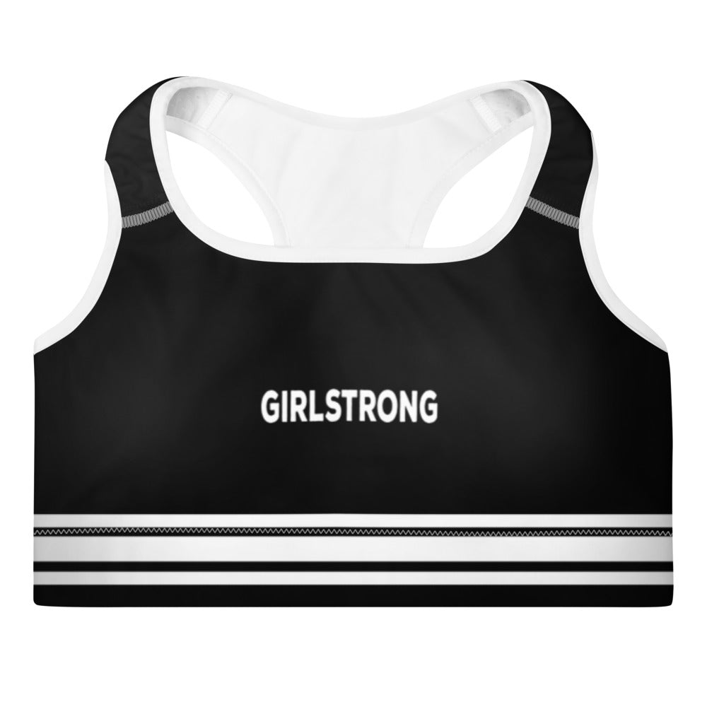 ELEVATED ESSENTIALS, THE PERFECT PADDED SPORTS BRA BLACK & WHITE STRIPES